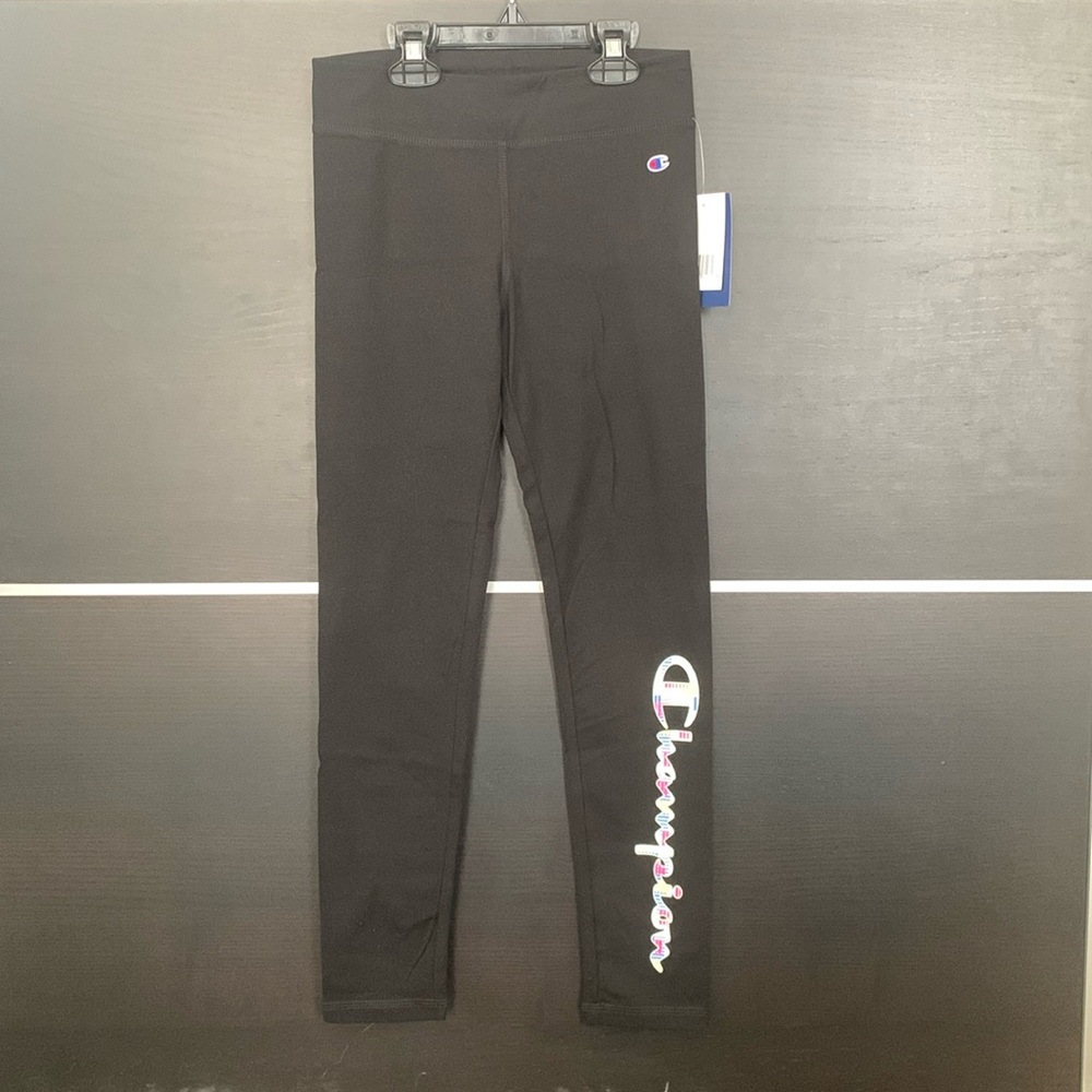 Champion Girls Black Script Leggings